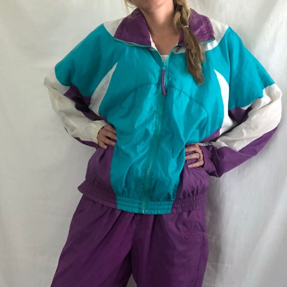 Nike | Pants & Jumpsuits | Vintage Nike Purple Teal White Tracksuit | Poshmark